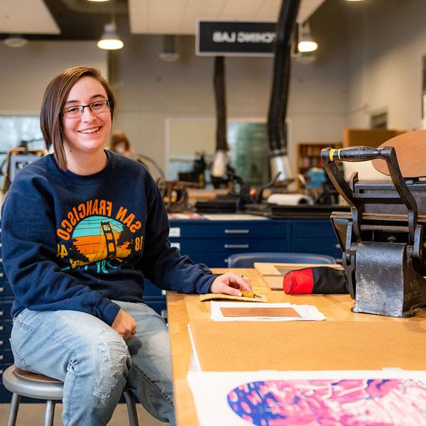 image of printmaking student